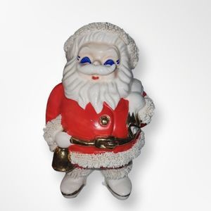 Vintage 1950s Spaghetti Santa Bank Figurine Santa Clause Kitsch  Bell Sack Japan